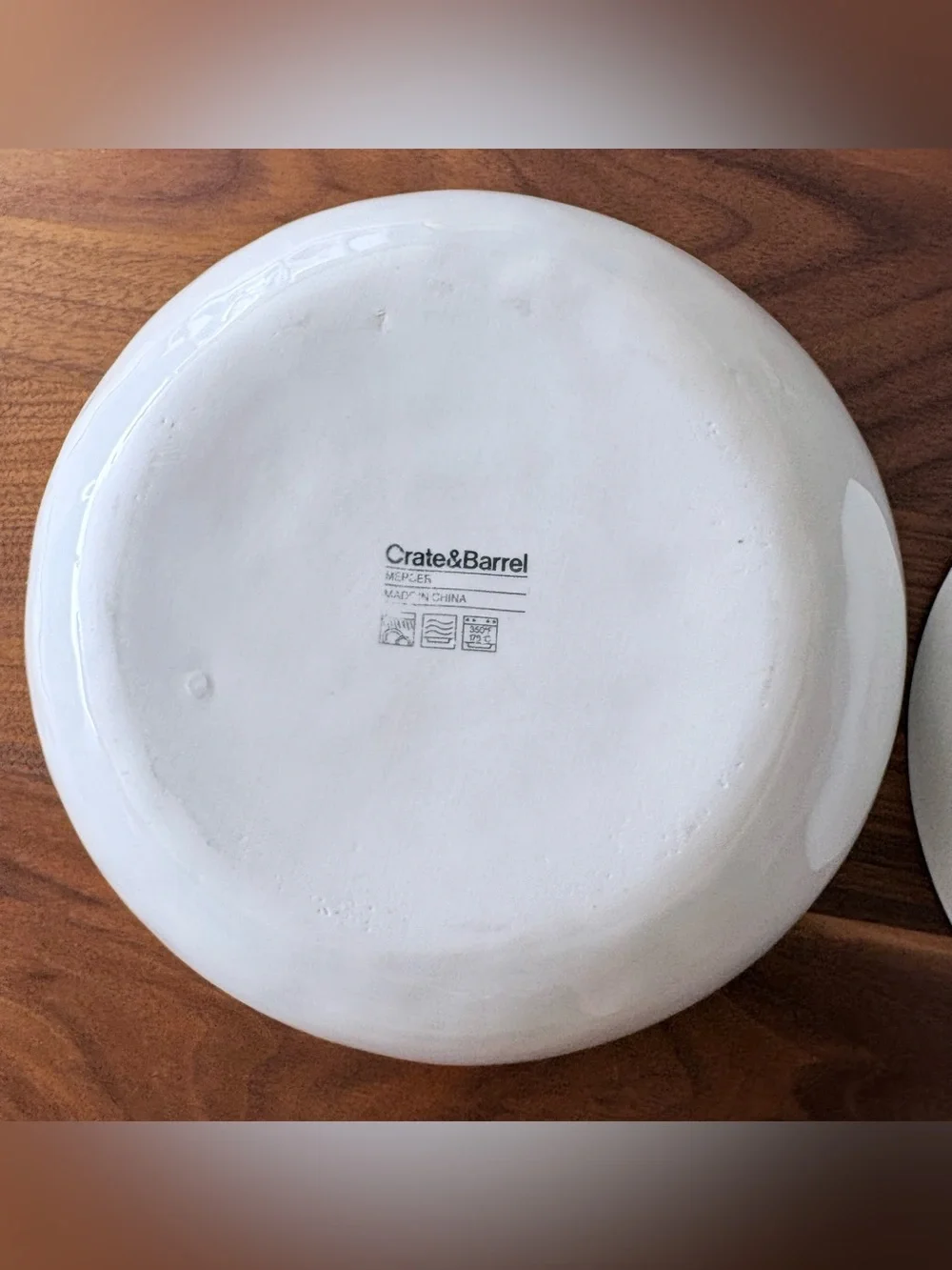 2 x Crate & Barrel Mercer White Porcelain Serving Bowls Set of 2 Modern Ceramic
